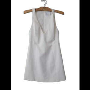 C/MEO Collective White Textured V-Neck Mini Dress - Sleeveless